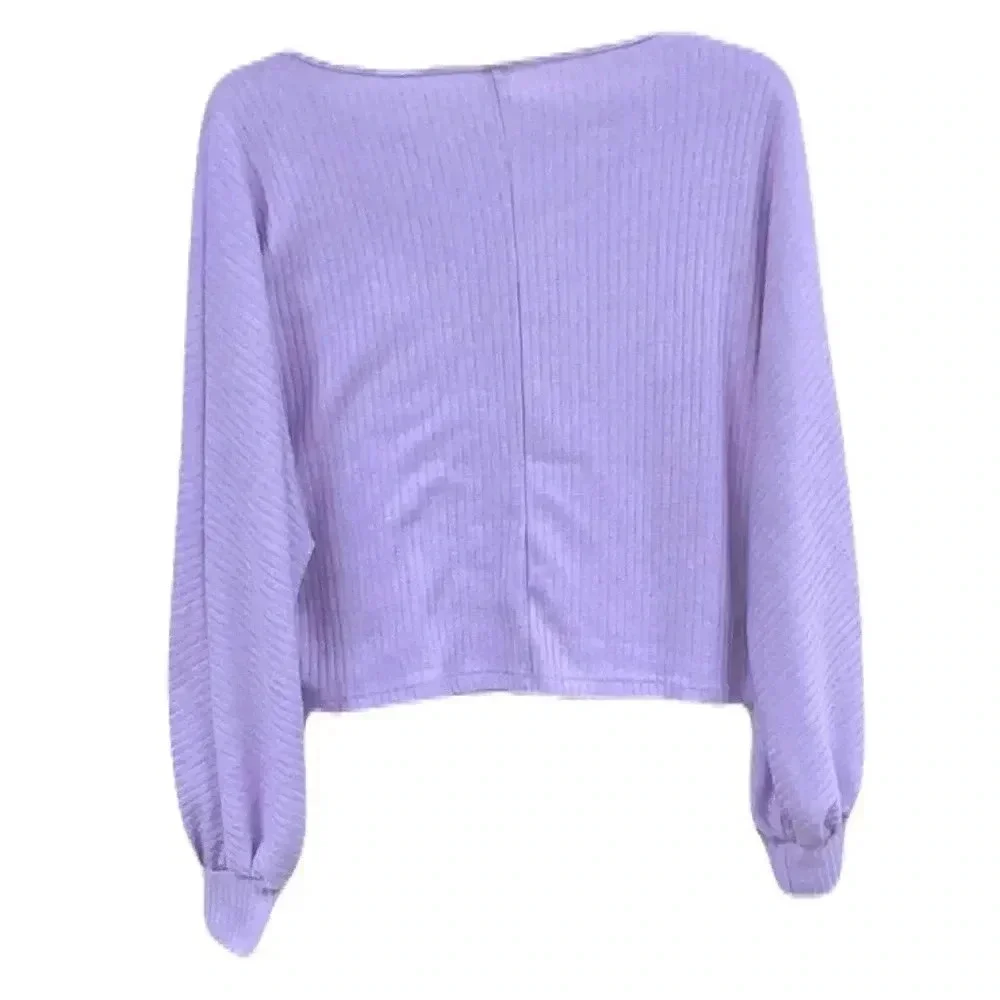 SHEIN Privé Ribbed Long Sleeve Semi-Cropped Tee size 6 - Picture 2 of 4